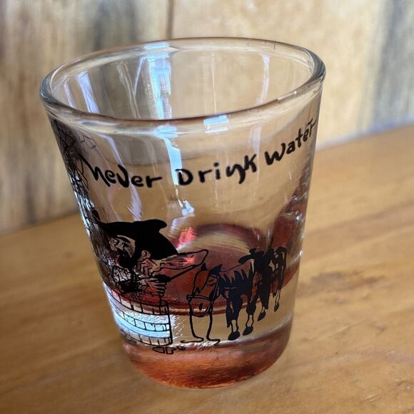 1950s Western Themed Novelty Shot Glass Set Of 4 Vintage - Picture 9 of 11